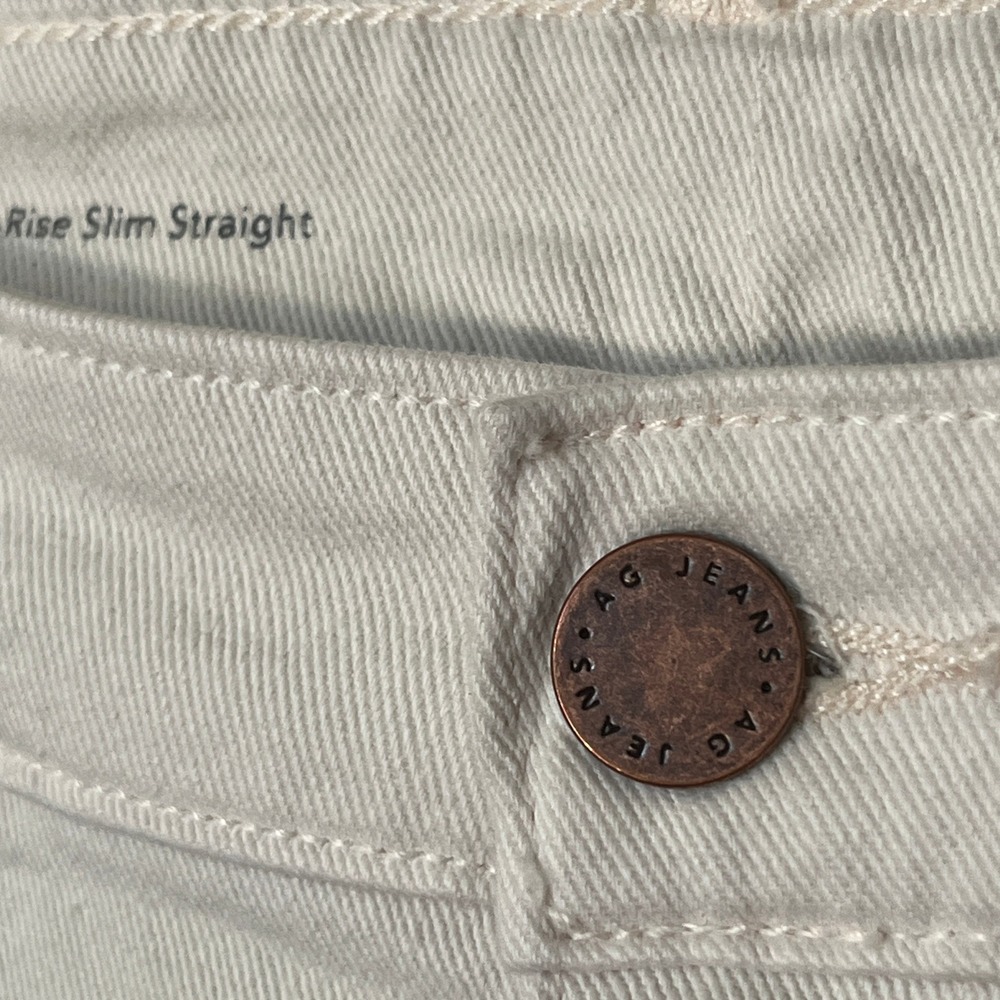 AG Adriano Goldschmied Mari Crop High Rise Slim Straight Jeans Cream White 27 - Picture 6 of 12